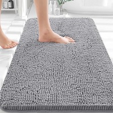 OLANLY Bathroom Rugs 30x20, Extra Soft Absorbent Chenille Bath Rugs  Grey, Quic