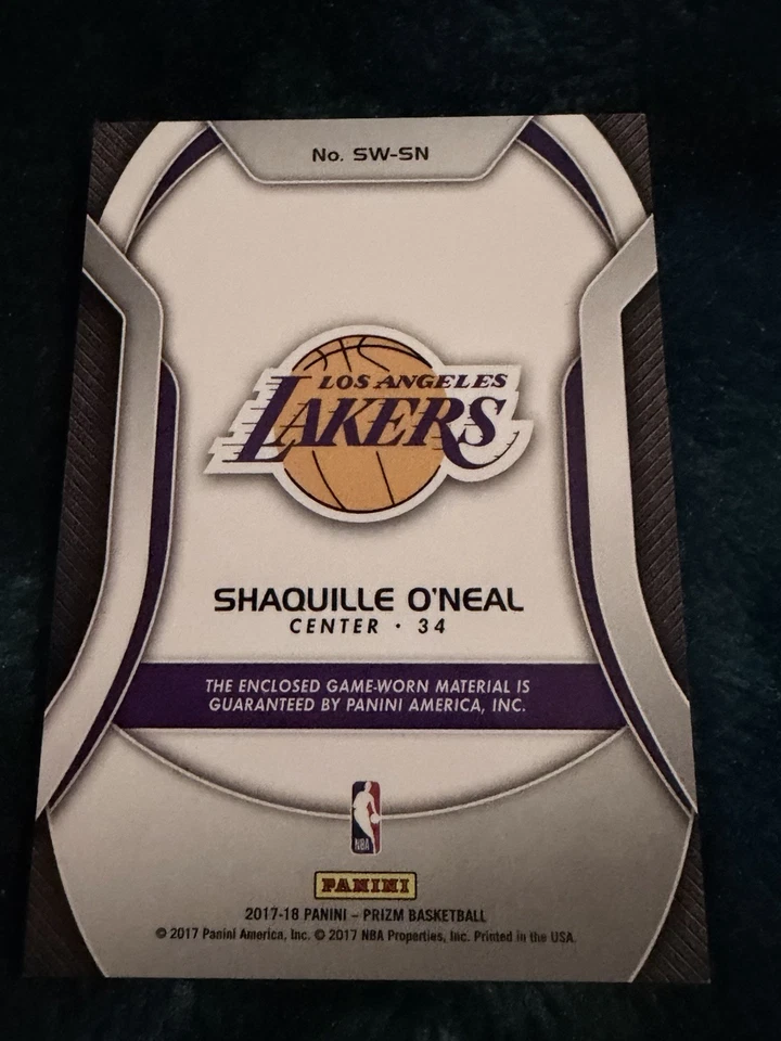 Shaquille O’Neal Panini prizm Game Worn Jersey Card # SW-SN - image 2 of 2