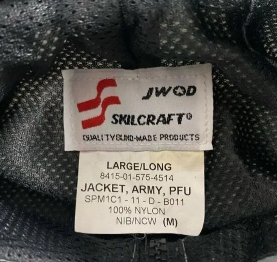 Chaqueta Skilcraft Ejército de Estados Unidos Para Hombre L Larga Regular Gris Verde Nylon Cremallera Completa Ventilada Foto 3 de 3