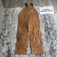 Carhartt 44x34 Men's Bib Overalls 6FBQZ Double Knee Work Pants DEADSTOCK RARE