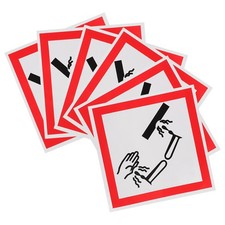  6 Pcs Corrosive Material Label Decal Self Adhesive Safety Pictogram