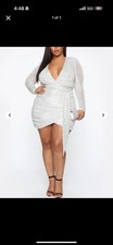 Fashion Nova Women's Center Stage Silver Sequin Dress Size 2XL