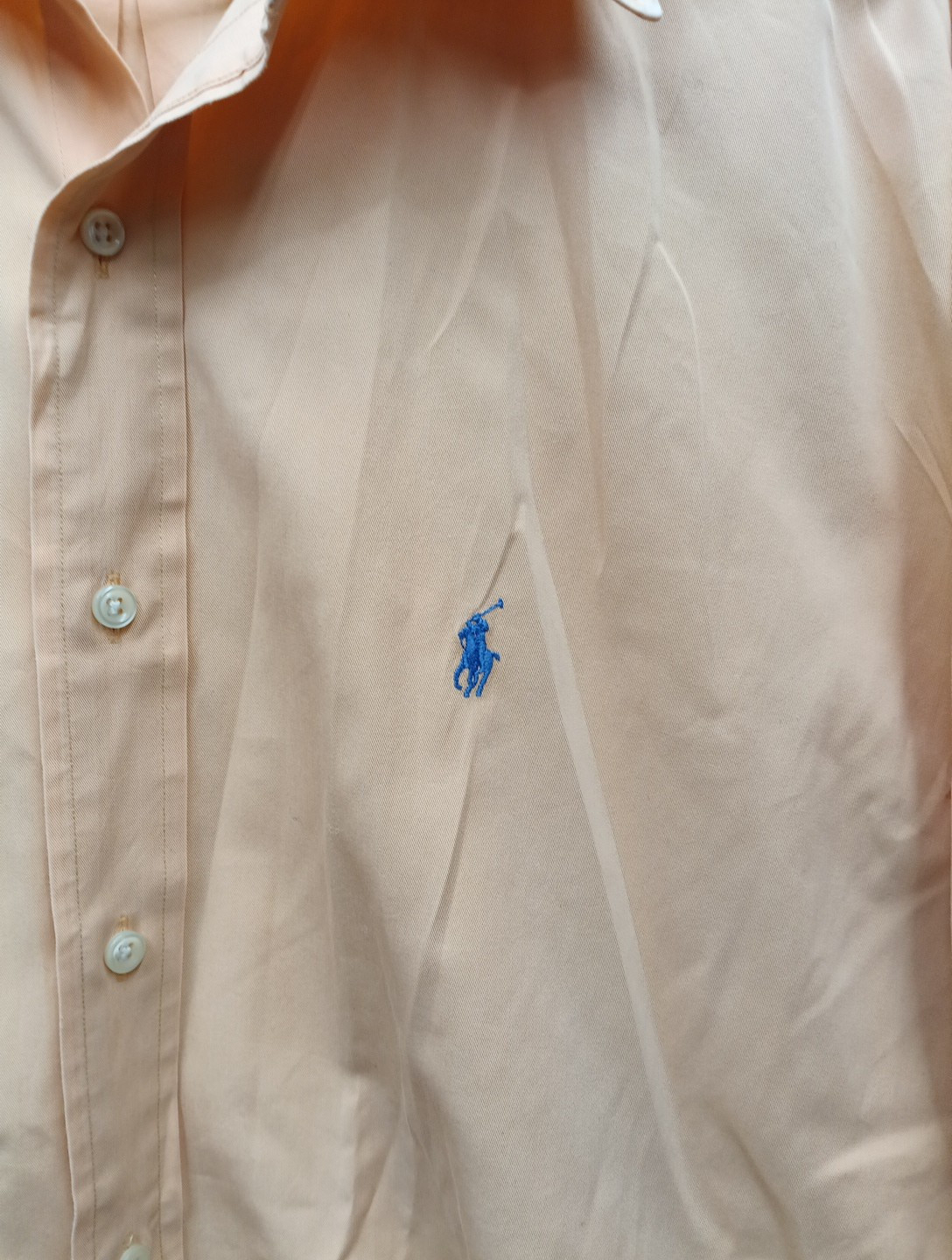 Polo Ralph Lauren camicia bottoni grande blu albicocca pony outdoor abito Blake uomo