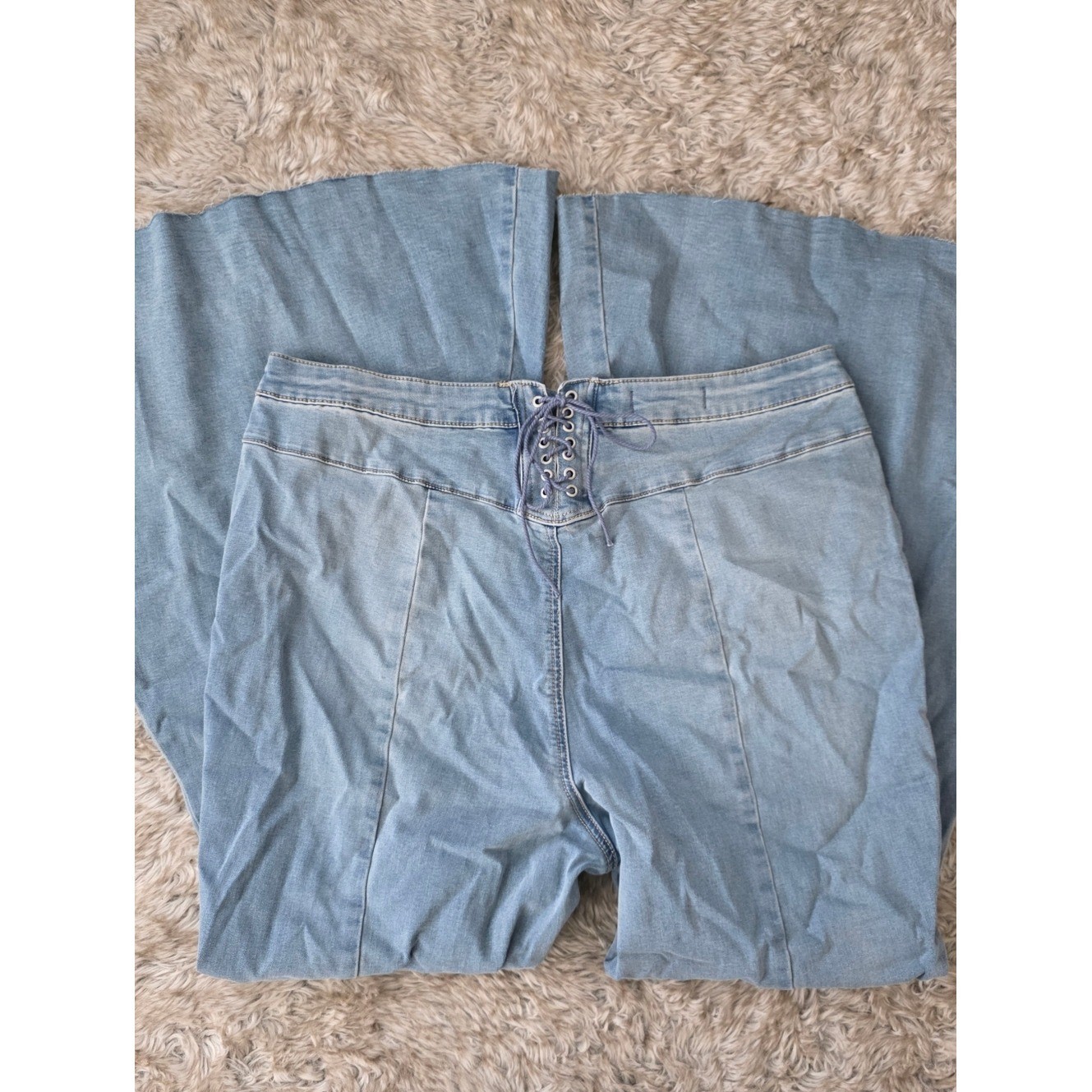 Free People We The Free CRVY Super High-Rise Lace-Up Flare Jeans Women's 35 S image 10