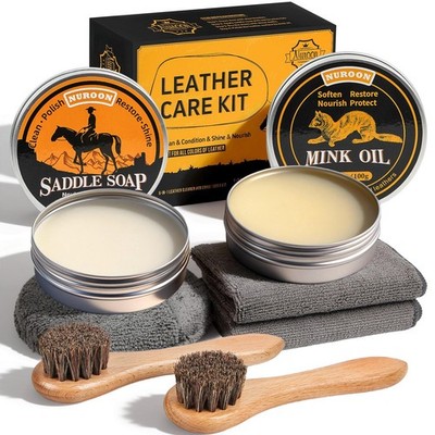 Nuroon 7 Pcs Leather Cleaner Boots Shoes Care Kit-3.52oz 7 Count, Multicolor 