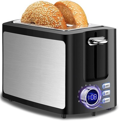 Toaster 2 Slice Wide Slot Best Rated Prime 13x5x7 inches, Black 