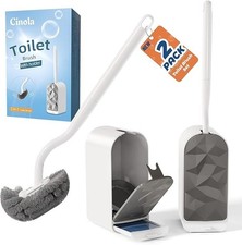 Cinola Toilet Brush and Holder Wall Mount Hideaway Caddy 2-Pack White