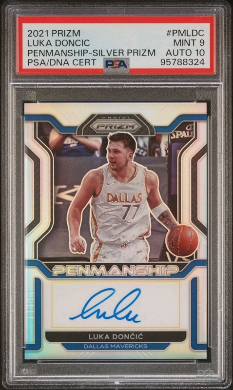 2021 Panini Prizm SILVER Penmanship Luka Doncic AUTO PSA 9 AUTO 10 Pop 1 ๐ฅ๐ฅ๐ฅ