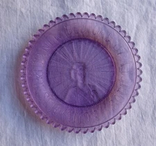 1987 Pairpoint Glass Cup Plate, Geisha Parasol, New Bedford, Amethyst Box SIGNED