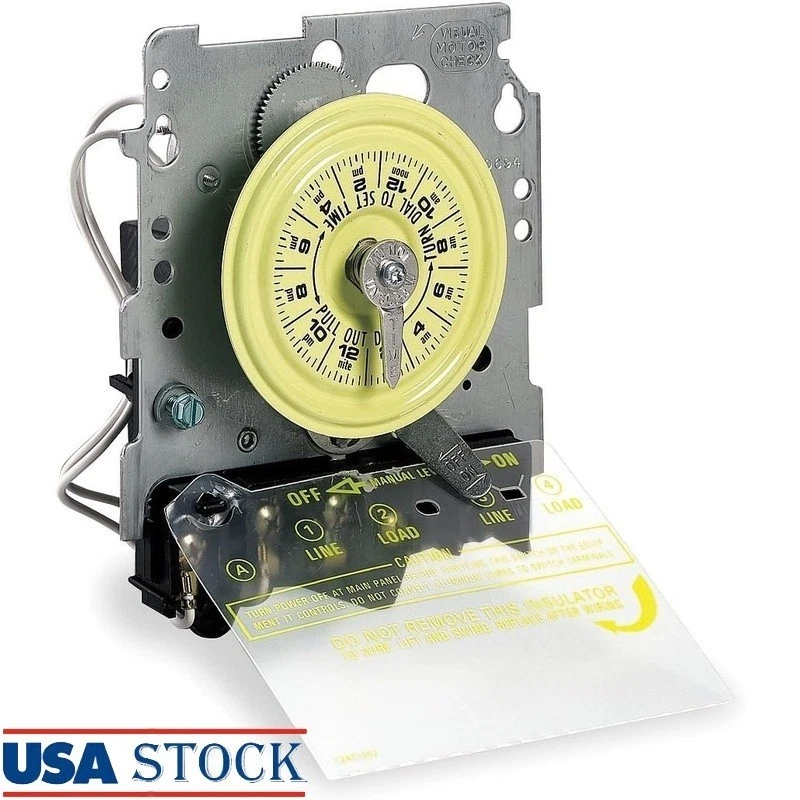 Mechanical Time Switch 40A 12 ON OFF Operations Manual Override Durable Timer US