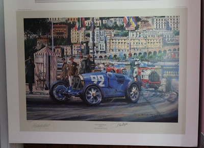 ''MONACO GRAND PRIX 1930'' BUGATTI LTD ED PRINT #216/500 SIGNED DREYFUS/WATTS