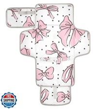 WELLDAY Pink Bow Portable Diaper Changing Pad - Waterproof Foldable Baby Diap
