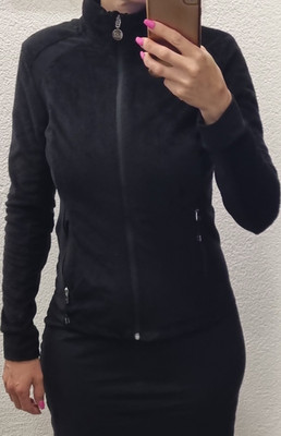 EA7 Emporio Armani Damen Fleecejacke schwarz Gr. M Reißverschluss Stehkragen