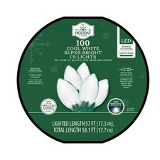 Holiday Time 100-Count Cool White LED Super Bright C9 Christmas String Lights