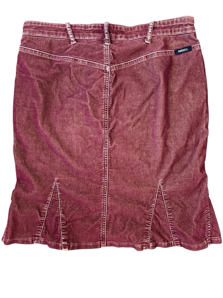 Falda de Pana Guess Vintage Y2K Naranja Óxido Rojo Plisada Informal Verano Talla 29 Foto 2 de 3