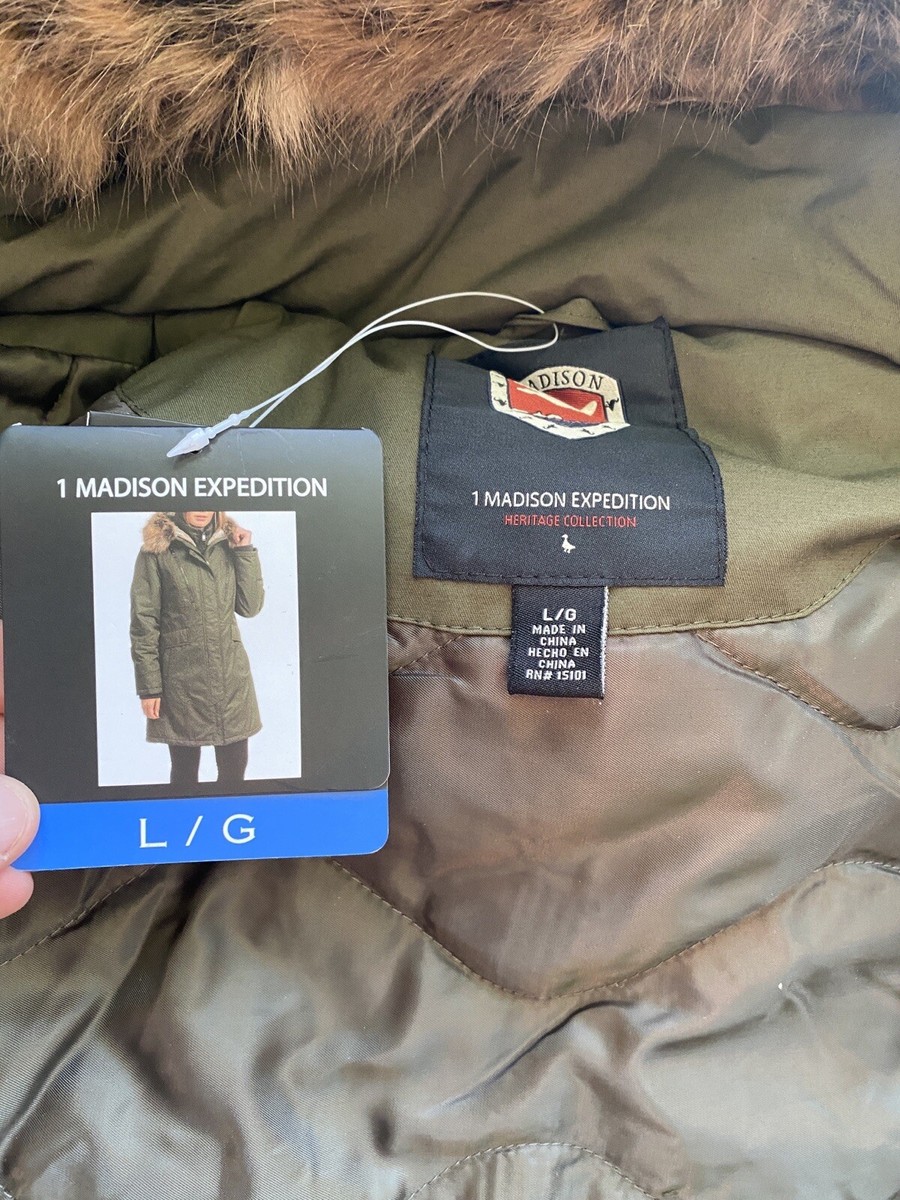1 MADISON EXPEDITION Women's Parka with Faux Hood L NWT | eBay