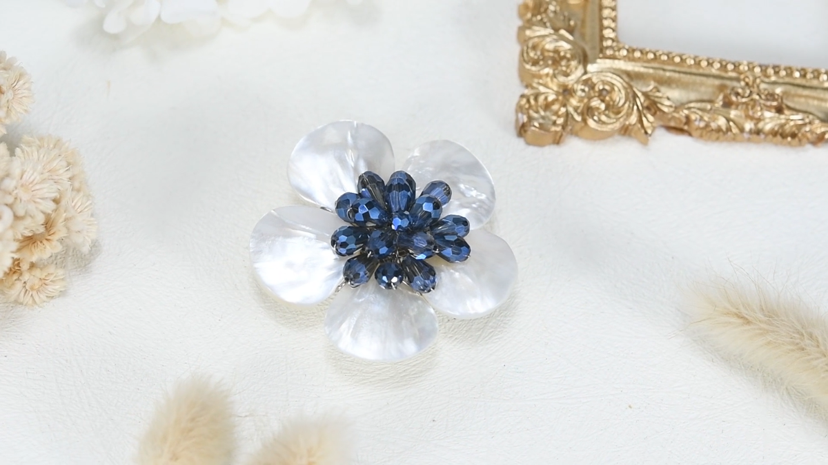 Vintage Elegance Mother of Pearl Shell and Blue Crystal Bead