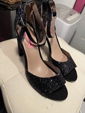 Betsey Johnson Black Bling Sandals Women Size 10