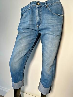 Brunello Cucinelli Jeans Damen Cropped Jean Raw Edge Denim Jeanshose Gr. Dt. 38
