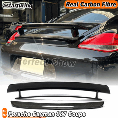 For Porsche Cayman 987 Coupe 05-12 Real REAL Carbon Rear Trunk Spoiler Wing Lip 