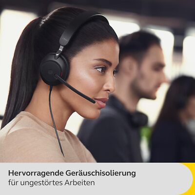 Jabra Evolve2 40 SE Wired Mono Headset, 3 Mikrofone, Noise-Cancelling, Schwarz