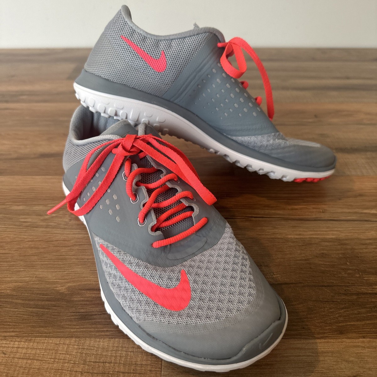 Nike Grey Running Training Shoes Bright Pink Orange Logo  display picture 1