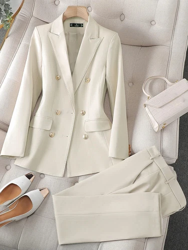 Damen Business Blazer Jacke und Hose formell 2-teiliges Set Damen Hosenanzug - Bild 8 von 23