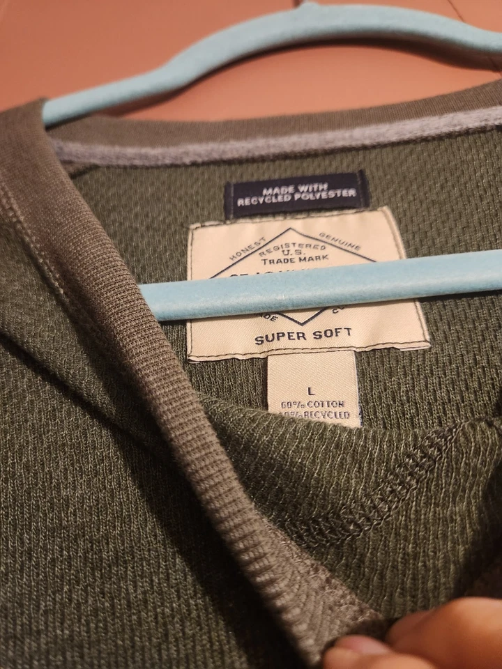 St. John's Bay Shirt Men's Large Forest Green Waffle Knit thermal long Sleeve - Image 4 of 4