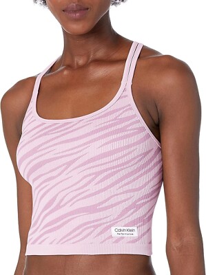 Calvin Klein Performance Textured Zebra-Print Crop Top L12835 Womens Size XL