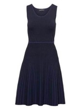 NWT Banana Republic Stripe Knit Fit and Flare Dress, Black & Blue, sz PXS