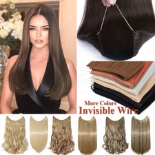 US Real Thick Hidden Long Invisible Wire In Hair Extensions One Piece as Human