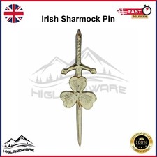Great Highland Scottish Kilt Pin Irish Shamrock pin Gold Plated 4" Pins/Brooches