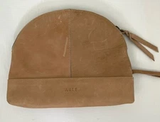 ABLE Natural Distressed Leather Multipurpose Zipper Pouch Bag Clutch, Cosmetic