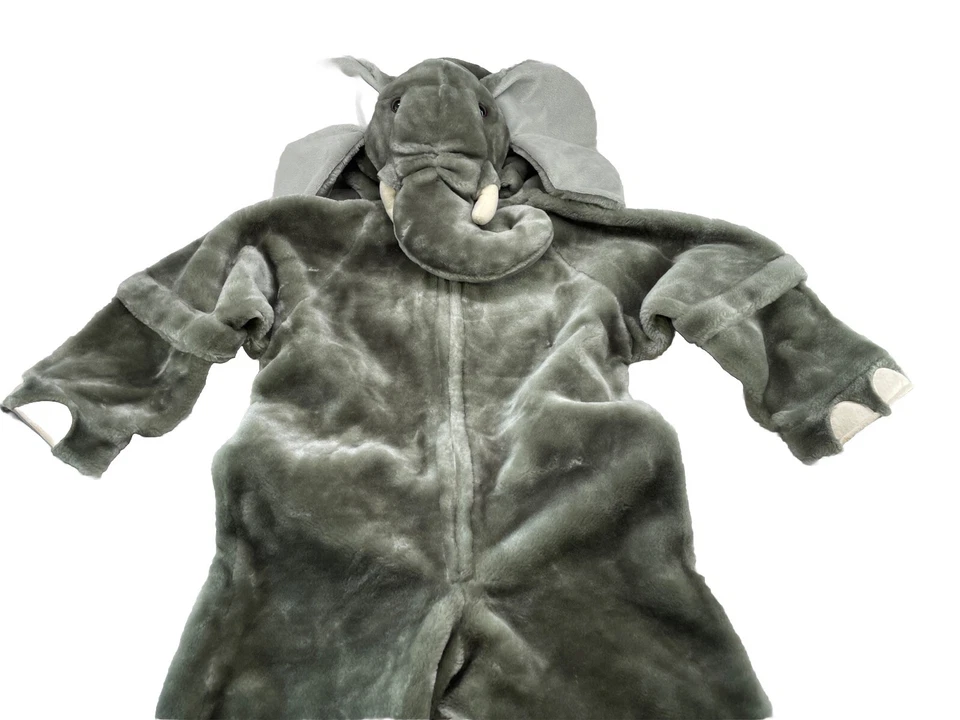 Fantasia infantil de elefante de orelha e presa com zíper completo peludo tamanho pesado 44 (5-6) - Imagem 2 de 4