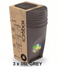 Sorting Waste Bin Recycling Segregation Stackable Lidded Grey White 20L 25L 35L