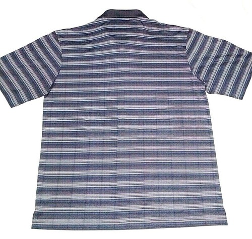 Mens Kirkland Signature Polo Shirt Size L Blue/Grey Striped Casual *VGC* - Picture 4 of 5