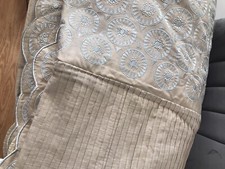 Martha Stewart Luxury Queen Duvet Beige Embroidered Pleats Comforter Cover