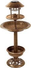 Sasons® Large Bronze-Effect Outdoor Bird Bath Feeder Weatherproof Plastic Garden