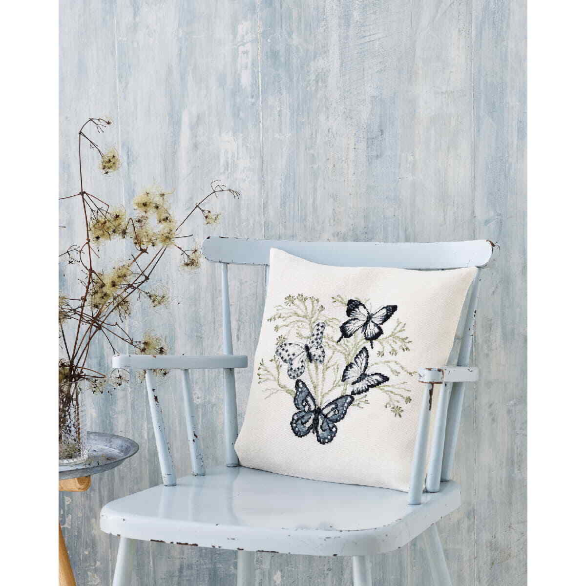 Permin counted cross stitch kit cushion front ""Butterflies"", 40x40cm, DIY