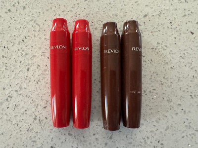 Lot of 4, Revlon Kiss Cushion Lip Tint #260 Crimson Feel Red #280 Chocolate Pop