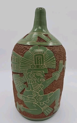 TALAVERA Mexican Pottery MAYAN INCA KOKOPELLI Unique Incense burner? Vase