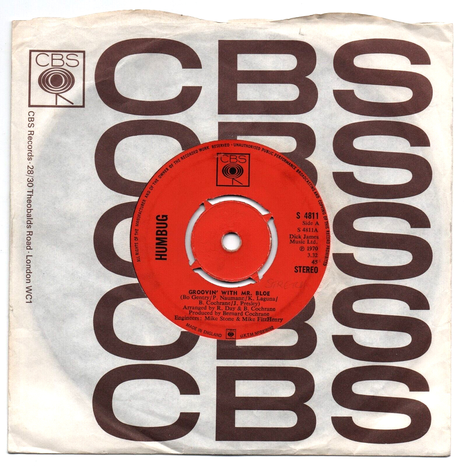 HUMBUG - GROOVIN' WITH MR BLOE 7" 45 VINYL Rare 1970 UK Single Northern Soul Mod