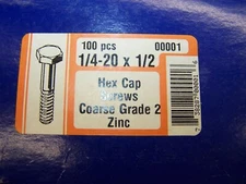 Midwest Fastener 1/4"-20 x 1/2" Hex Cap Screw Grade 2 Coarse Qty ~100