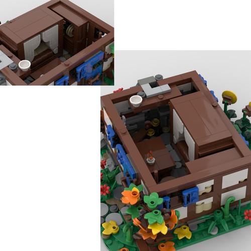 MOC: Medieval Village House with Fireplace Dining Table, Closet 2862 Pieces - Picture 4 of 4