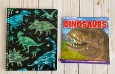 Dinosaur 3 Hole Spiral Notebook 80 Sheets Wide Ruled  Fact Paperback Book New