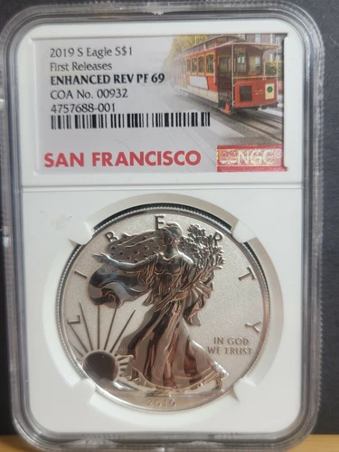 2019 S Silver Eagle ENHANCED REVERSE NGC PR69 PF69 19XE COIN COA# 932 (NO CERTI)