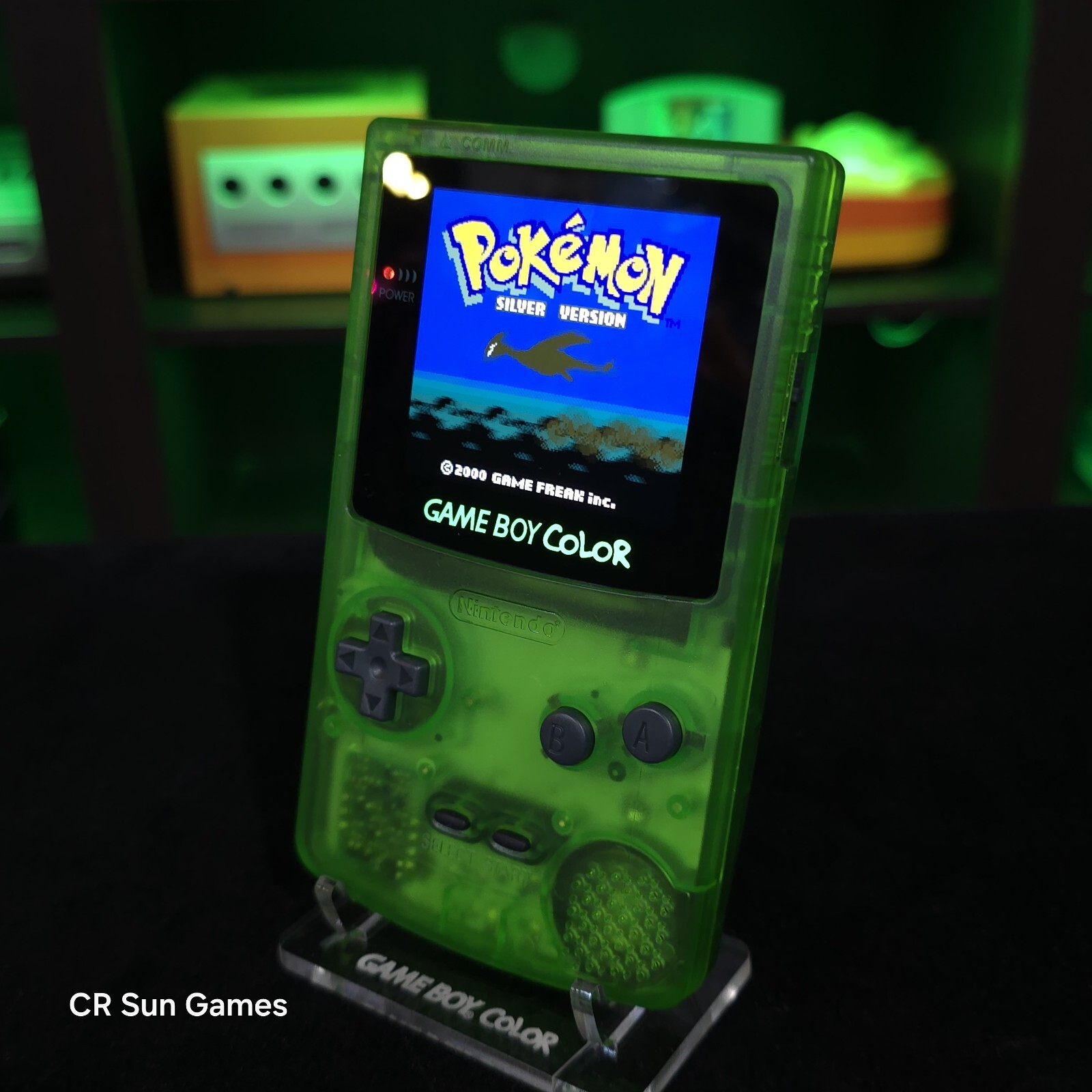 Gameboy Touch Screen Clear Green Gameboy Color Console OLED Touch Screen & USB-C ...