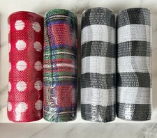 Christmas Mesh Lot of 4, 9.5in by 18ft, Arts and Crafts,Ribbons, Gift Wrap, Bows