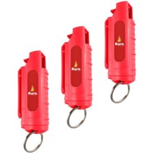 3 Pack Burn Pepper Spray 1/2oz Police Strength Self Defense Keychain Red