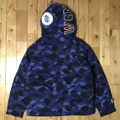 Bape シャークカモ　スノーボードジャケット　サイズ:L BAPE Shark hoodie Snowboard Puffer Down Jacket Blue camo A